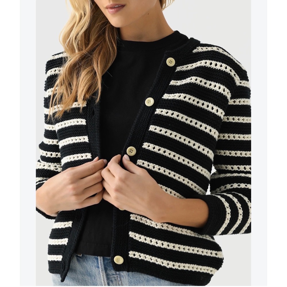 Alex Mill Hailey Women's Striped Knit Cardigan Navy Button Front Size Small